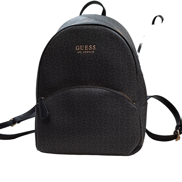 Guess Charcoal/Brown Monogram Backpack Adjustable Shoukder Straps - Picture 3 of 11